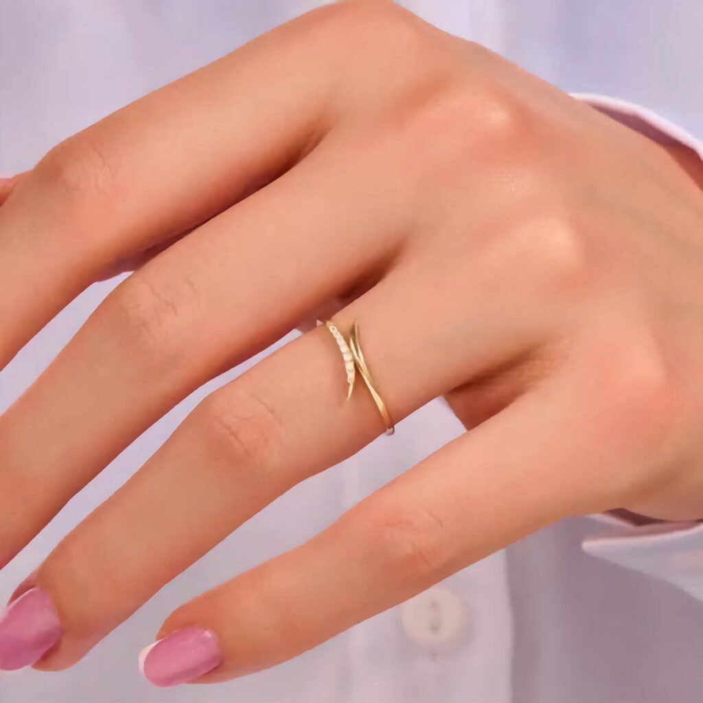 925 Silver Diamond Wraparound Wave Ring
