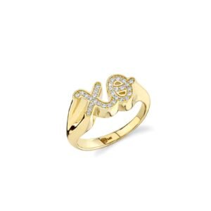 925 Silver Diamond XO Signet Ring