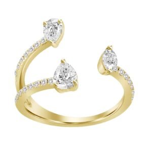 925 Silver Diamonds Triple Cuff Ring