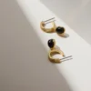 925 Sterling Silver hoops with pave-set cubic zirconia stones