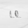 925 silver dome huggies earrings featuring a sparkling premium CZ diamond