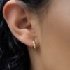 Thick gold-plated sterling silver dome huggies earrings for everyday wear