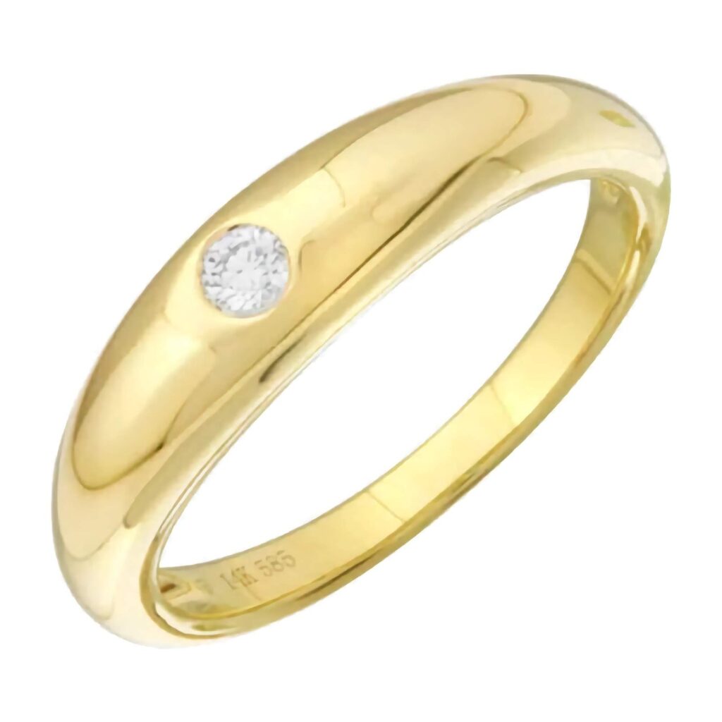 925 Silver Domed Diamond Inlay Ring