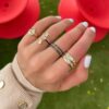 925 Silver Domed Diamond Inlay Ring - Image 2