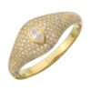 925 Sterling silver signet ring with domed mixed-shape pave design