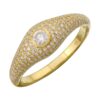 Gold-plated signet ring with premium CZ diamond pave setting
