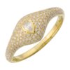 Domed silver ring with mixed-shape pave stones and polished finish