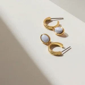 925 Silver Dooby Blue Sterling Hoop