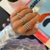 925 Silver Double Coil Multi-shape Diamond Band in sterling silver and gold plating
