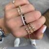 925 Silver Double Coil Multi-shape Diamond Band with round, baguette and pear cuts