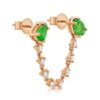925 Silver Double Emerald Chain Earring