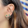 925 Silver Double Emerald Chain Earring - Image 2
