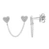Double heart chain earring with polished gold-plated sterling silver finish