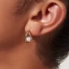 925 Silver Double Hoop Earrings with pearl details and polished finish