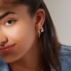 Double hoop earrings with a simple, elegant layered silhouette