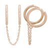 Layered huggie earrings with a sleek chain detail