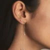 925 silver double pearl long threader earrings with floating design