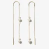 Long threader earrings with pearl accents and thick gold plating