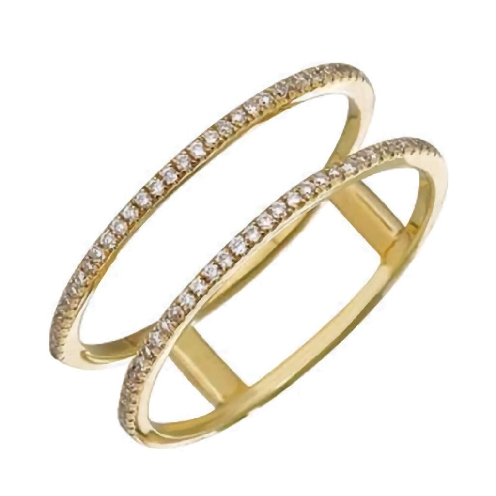 925 Silver Double Row Midi Spaced Ring