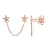 Sterling silver earring with pave-set star motifs and chain detail