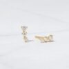 925 silver ear climber studs with curved layered design