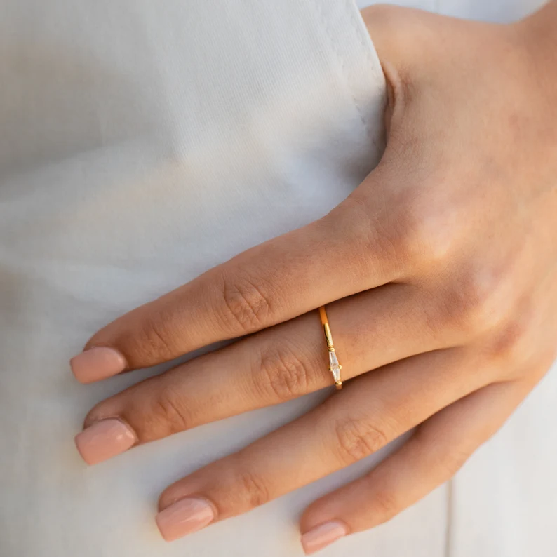 925 Silver Eleanor Baguette Diamond Ring