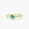 925 Silver Emerald and Diamond Ring with green and clear stones