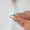 Gold-plated 925 sterling silver ring with a vivid emerald stone