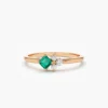 Emerald and diamond-style ring in 925 sterling silver with smooth finish