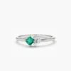 925 Silver ring featuring premium CZ emerald and diamond stones
