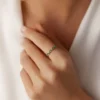 925 Silver Emerald and Round Diamond Ring - Image 3