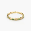 925 Silver Emerald Art Deco Wedding Band - Image 2