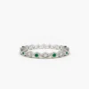 925 Silver Emerald Art Deco Wedding Band - Image 3