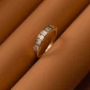 925 Silver Emerald Cut Diamond Wedding Band