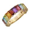 Emerald-cut rainbow CZ stones set in a silver band