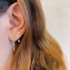 925 Silver Emerald Cut Stud Statement Drop Link Chain Earrings - Image 3