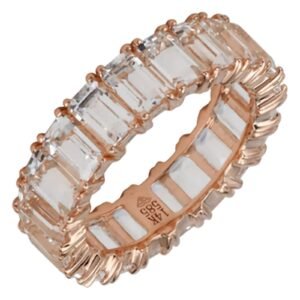 925 Silver Emerald Cut White Topaz Band