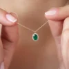 925 Silver Emerald & Diamond Necklace