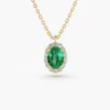925 Silver Emerald & Diamond Necklace - Image 2