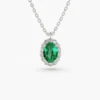 925 Silver Emerald & Diamond Necklace - Image 3