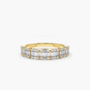 925 Silver Emerald Diamond Wedding Band