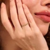 Emerald eternity ring in 925 sterling silver with gold plating