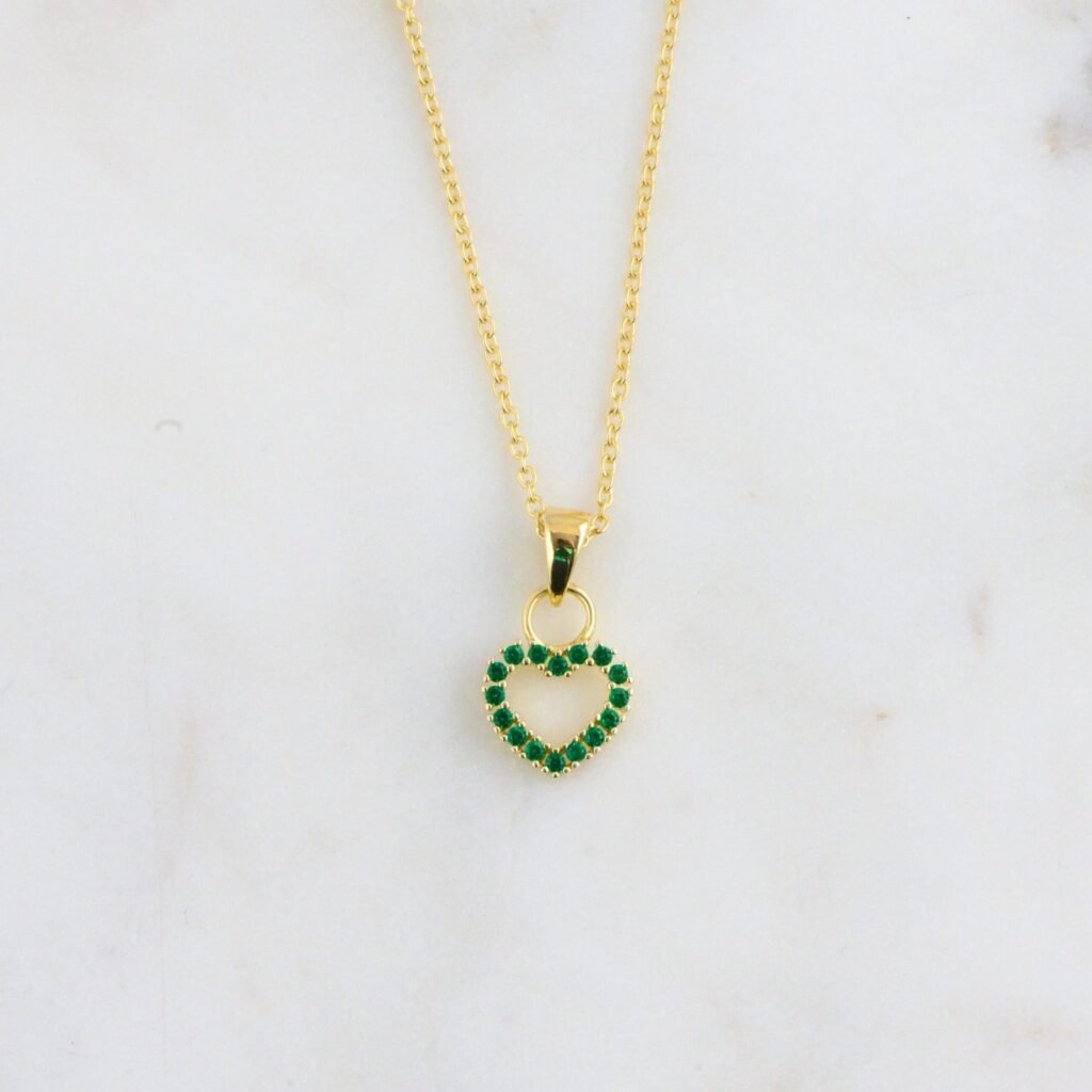 925 Silver Emerald Heart Necklace