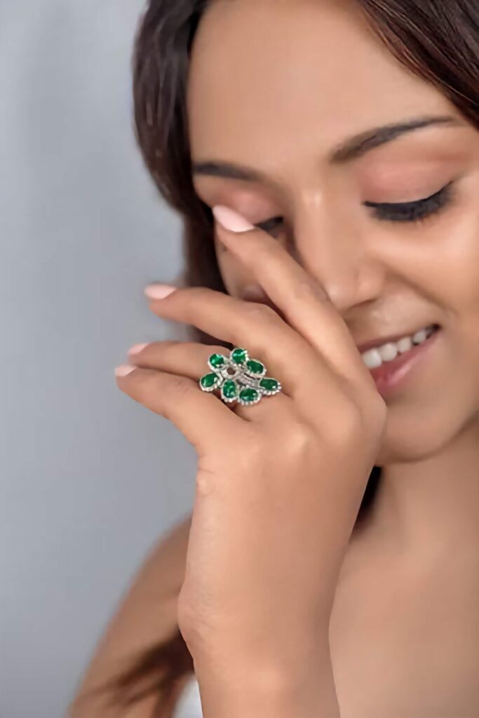925 Silver Emerald Ring