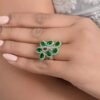 Gold-plated sterling silver ring featuring a premium CZ emerald stone