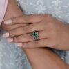 925 Silver Emerald Ring with vibrant Premium CZ stone