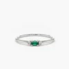 925 Silver Emerald Ring with Diamonds Ring