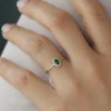 925 Silver Emerald Ring with Halo Diamonds