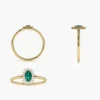 925 Silver Emerald Ring with Halo Diamonds - Image 4
