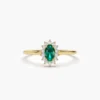 925 Silver Emerald Ring with Halo Diamonds - Image 5